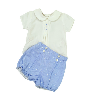 Completo neonato misto lino con pois