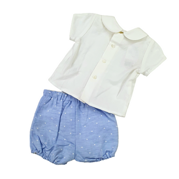 Completo neonato misto lino con pois