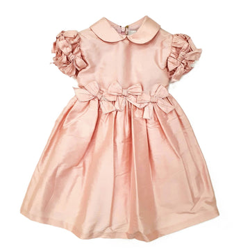 Abito neonata in shantung pura seta con fiocchi