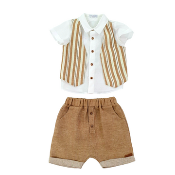 Completo in lino a righe Barcellino