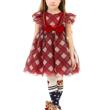 Abito principessa tulle scozzese Monnalisa