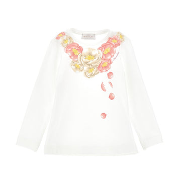 T-shirt in jersey stampa collana di fiori Monnalisa