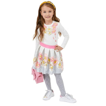 T-shirt in jersey stampa collana di fiori Monnalisa