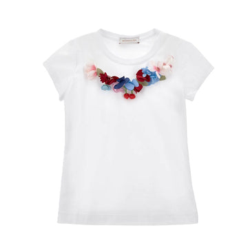 T-shirt bimba con fiori e frutti cotone organico