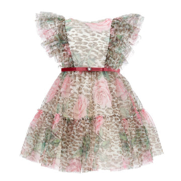 Vestito Party in tulle e stampe di rose