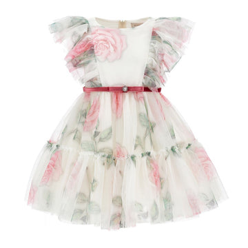 Vestito Party in tulle e stampe di rose