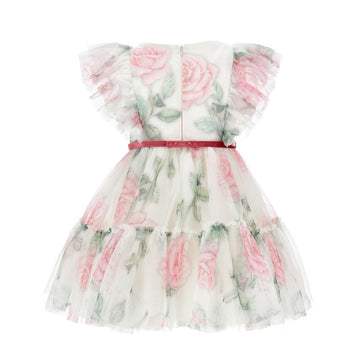 Vestito Party in tulle e stampe di rose