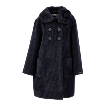 Cappotto Bambina doppiopetto nero con fiore