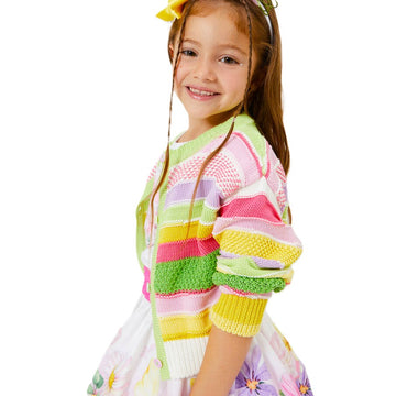 Cardigan cotone a righe multicolor