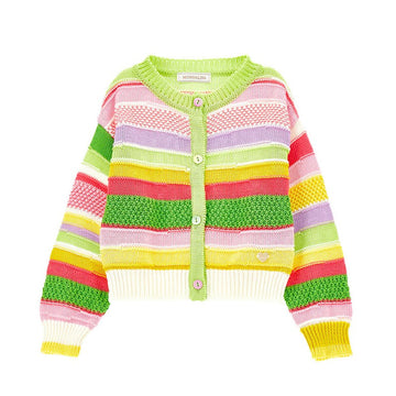Cardigan cotone a righe multicolor