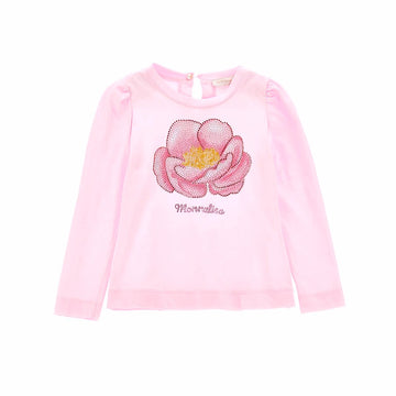 T-shirt in jersey ricamo anemone Monnalisa