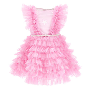 Abito bambina tulle stampato con rouche