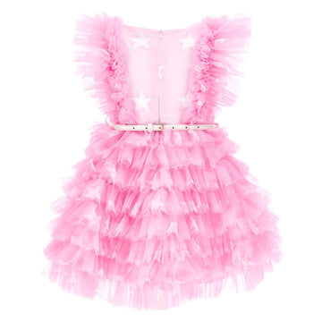 Abito bambina tulle stampato con rouche