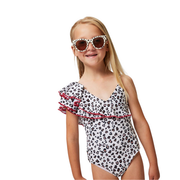 Costume bimba intero con gale animalier Monnalisa
