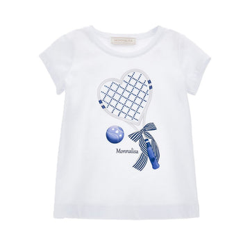 T-shirt bimba in jersey con racchetta glitter