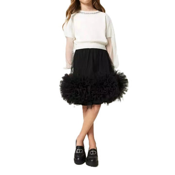 Gonna corta in tulle con rose Twinset