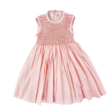 Abito bimba ricamo punto smock e roselline Kidiwi