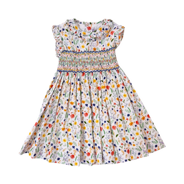 Abito Bimba fiori con punto smock