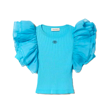Top fitted con maniche in organza Twinset