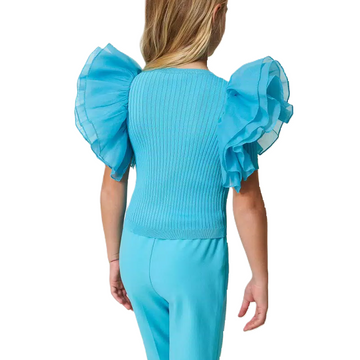 Top fitted con maniche in organza Twinset