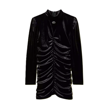 Abito corto bimba in ciniglia con arricciatura