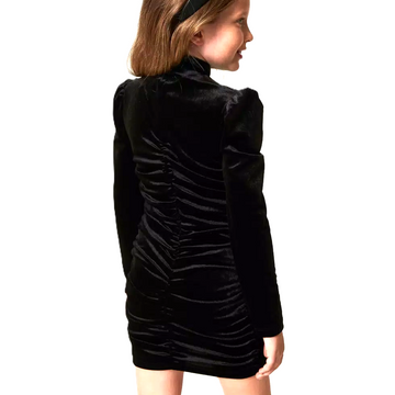 Abito corto bimba in ciniglia con arricciatura