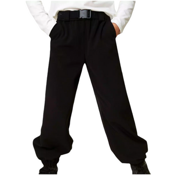 Pantaloni joggers in flanella con cintura