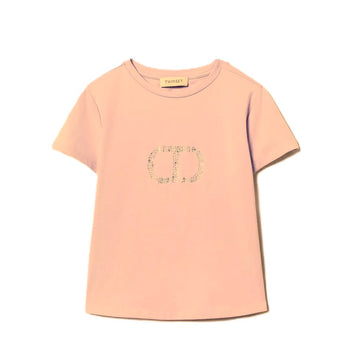 T-shirt bimba con Oval T strass