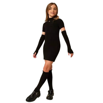 Abito corto in maglia con manicotti