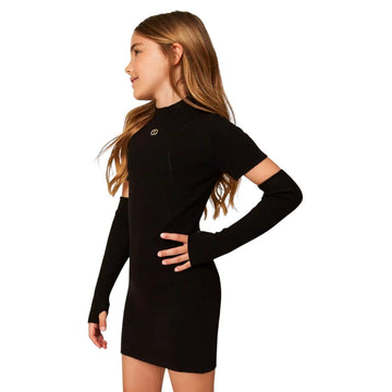 Abito corto in maglia con manicotti