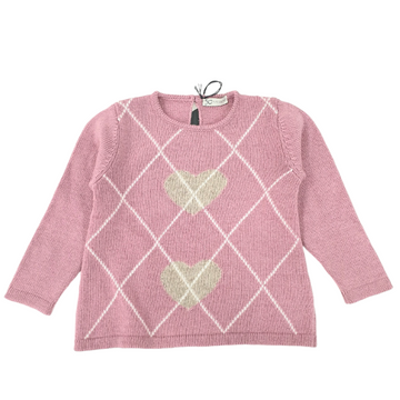 Pullover bimba in lana intarsio cuori Jo Milano