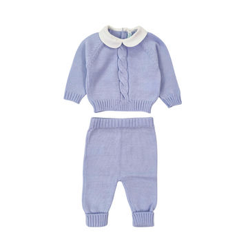 Completo neonato in lana merino e treccia