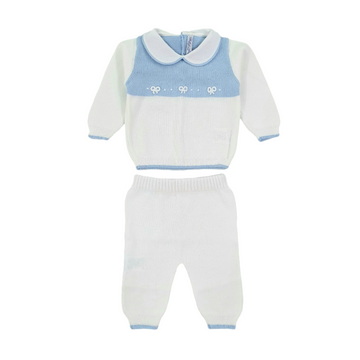 Completo in filo ricamo p. vapore Bebè di Almy