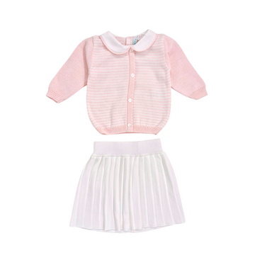 Completo neonata in filo cotone con gonna