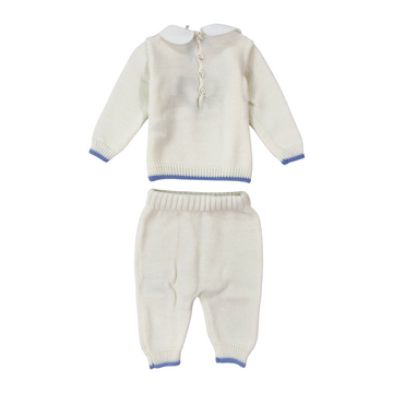 Completo neonato in lana ricamo cuore e fiori Bebè di Almy