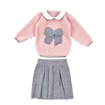 Completo bimba in lana con fiocco