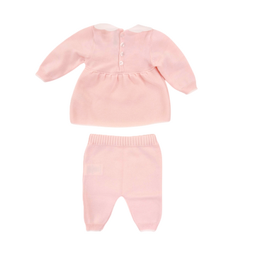 Completo neonata in filo cotone fiocco over (rosa)