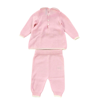 Completo in lana con fiocchi e trecce