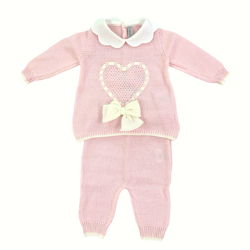 Completo in lana cuore e fiocco "Le dodò"