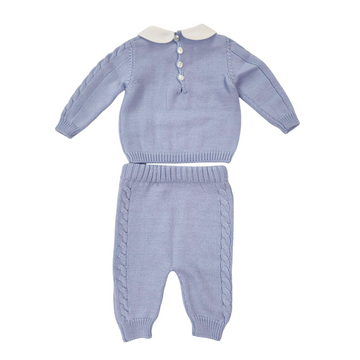 Completo in pura lana extrafine neonato con trecce