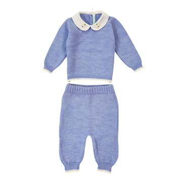 Completo Neonato in lana con fiore