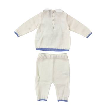 Completo in lana merino neonato con fiocco