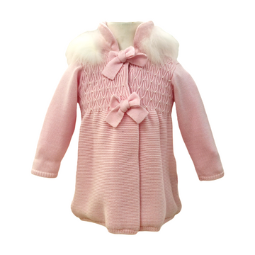 Cappottino neonata in lana con punto smock
