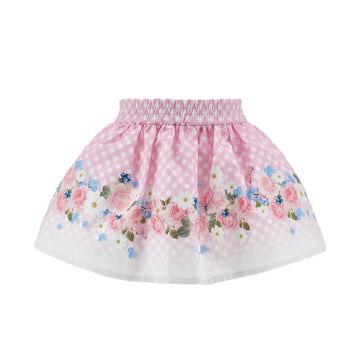Gonna Bambina a quadretti bouquet