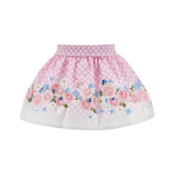 Gonna Bambina a quadretti bouquet