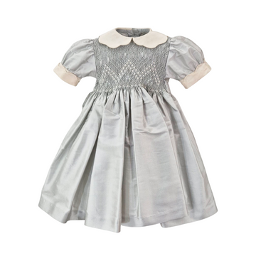 Abito neonata in shantung seta punto smock