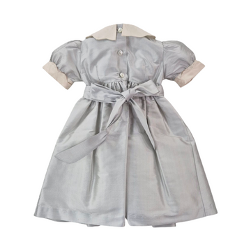 Abito neonata in shantung seta punto smock