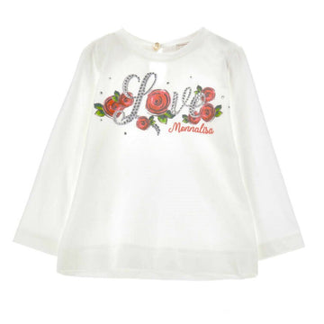 T-shirt regular jersey love strass Monnalisa