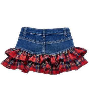 Minigonna Bimba denim con volant e cuori