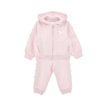 Completo neonato felpa e pantaloni con fiocchi